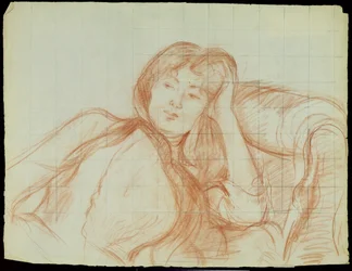 Jong meisje leunend op haar elleboog, 1887